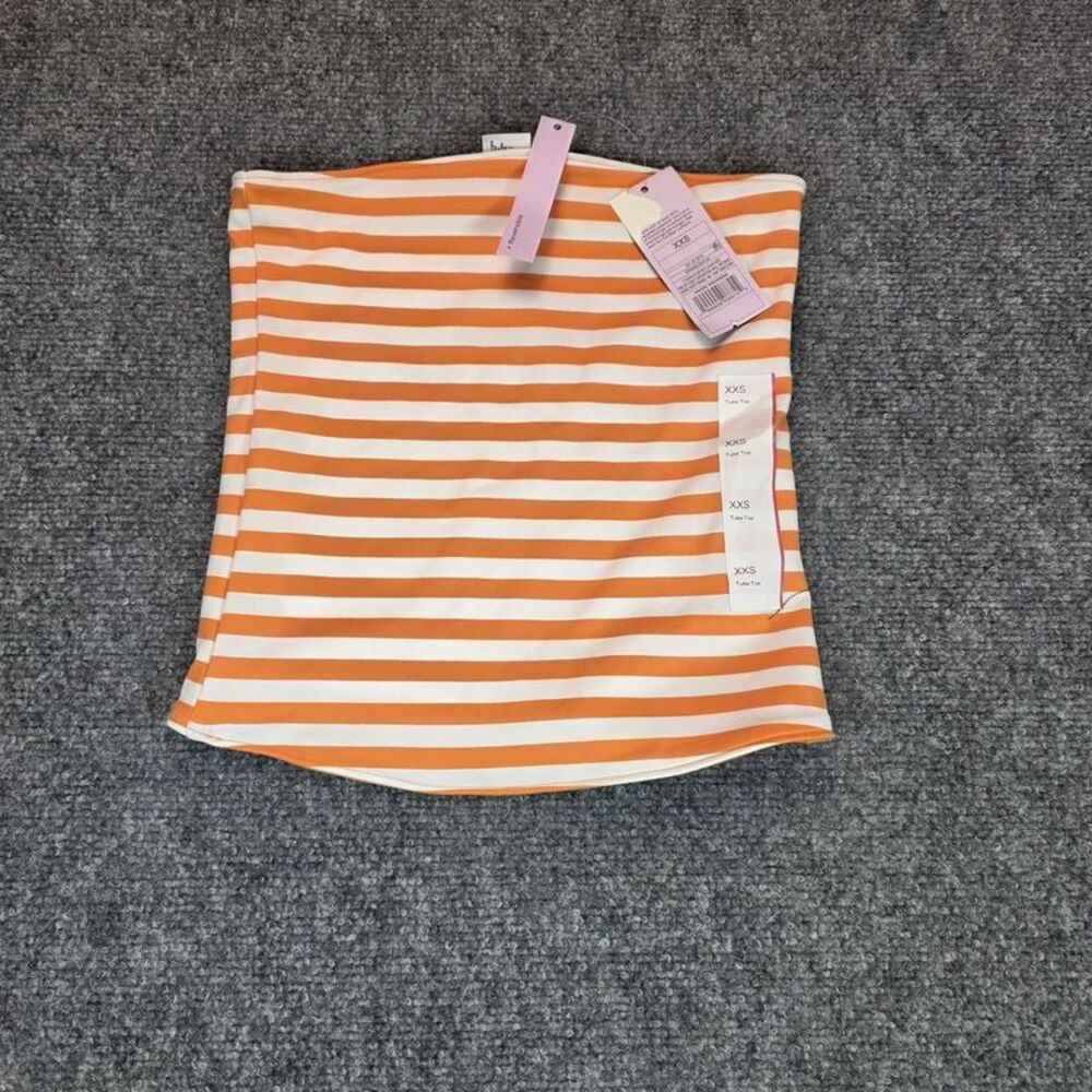 Women’s Orange & White Striped Reversible Tube Top XXS